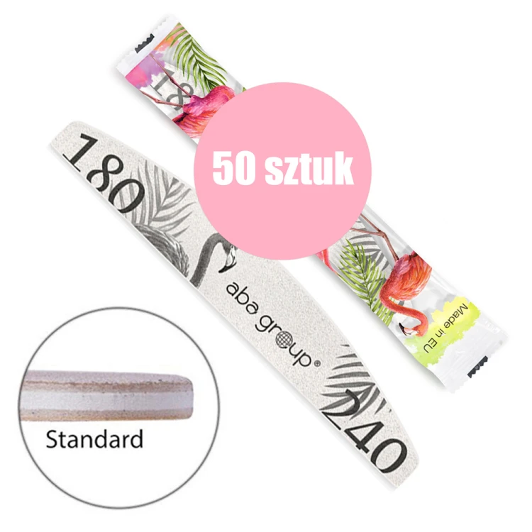 Pilnik do paznokci Bezpieczny Pakiet Standard łódka półksiężyc 180 240 Aba Group 50szt detal.jpg