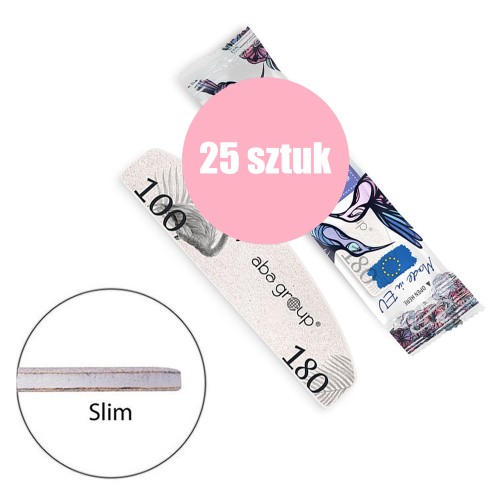 Pilnik mini do pedicure Bezpieczny Pakiet łódka półksiężyc slim Aba Group 100 180 Eco 25szt detal.jpg