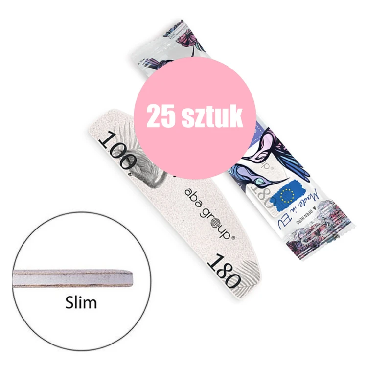 Pilnik mini do pedicure Bezpieczny Pakiet łódka półksiężyc slim Aba Group 100 180 Eco 25szt detal.jpg