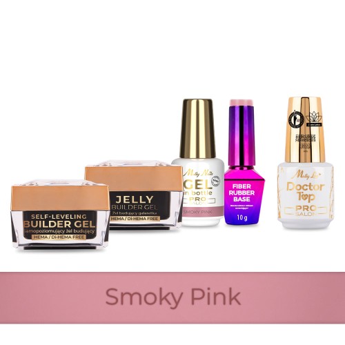 4+1 Smoky Pink 2 żele budujące 50g Gel in Bottle Fiber Rubber Base i Doctor Top 15g.jpg