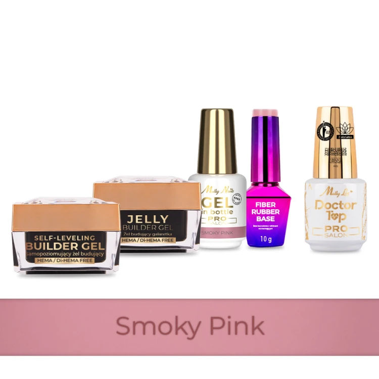 4+1 Smoky Pink 2 żele budujące 50g Gel in Bottle Fiber Rubber Base i Doctor Top 15g.jpg