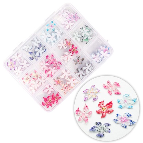 Kasetka z ozdobami akrylowe kwiatki 3D Molly Nails mix kolorów 60 sztuk 1.jpg