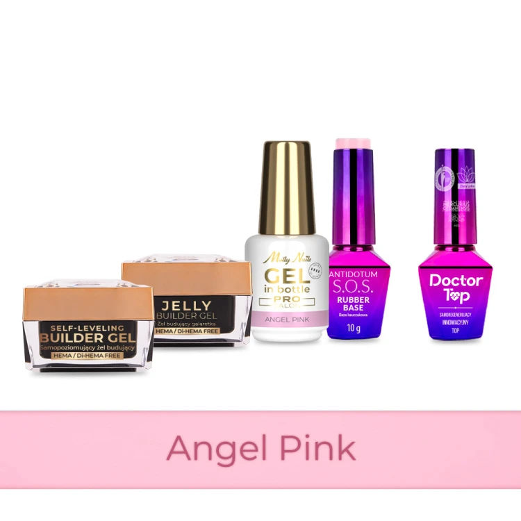 4+1 Angel Pink 2 żele budujące 15g Gel in Bottle SOS Antidotum Base i Doctor Top 10g.jpg