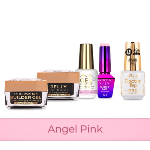 4+1 Angel Pink 2 żele budujące 50g Gel in Bottle SOS Antidotum Base i Doctor Top 15g.jpg