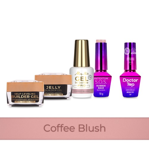4+1 Coffee Blush 2 żele budujące 15g Gel in Bottle SOS Antidotum Base i Doctor Top 10g.jpg