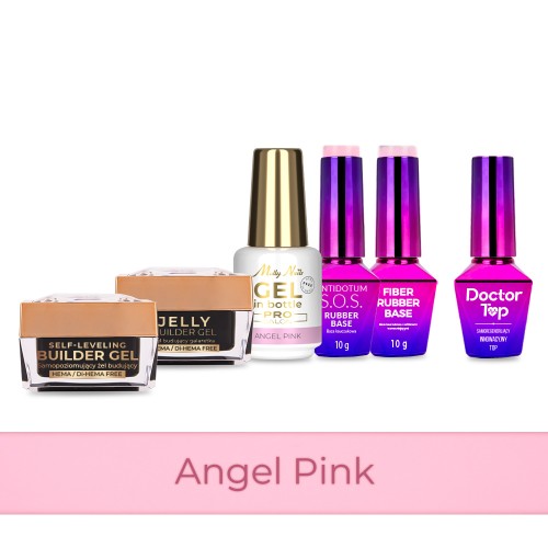 5+1 Angel Pink 2 żele budujące 15g Gel in Bottle Fiber Rubber Base SOS Antidotum i Doctor Top 10g.jpg