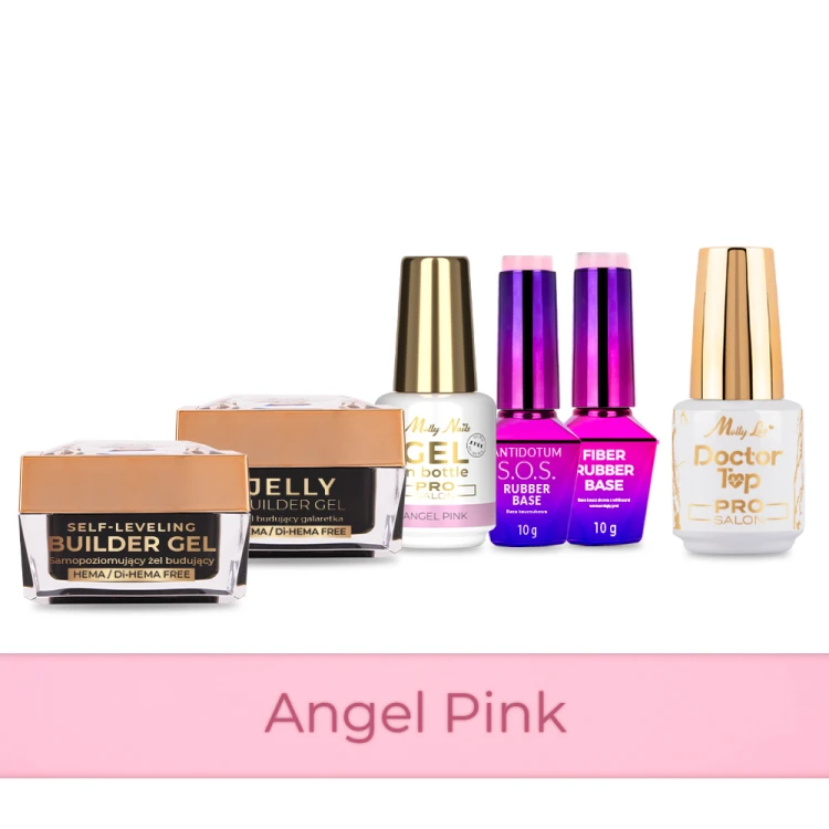 5+1 Angel Pink 2 żele budujące 50g Gel in Bottle Fiber Rubber Base SOS Antidotum i Doctor Top 15g.jpg