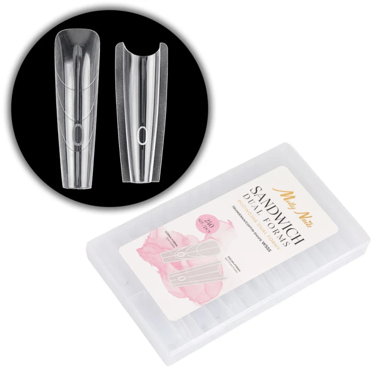 Podwójne kanapkowe dual formy do budowy paznokci Sandwich dual forms trumienka W555 Molly Nails 240 szt (1).jpg