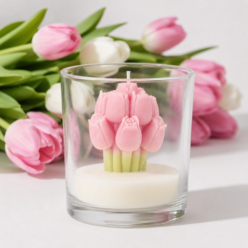 Świeca zapachowa z wosku sojowego ScentLoop Bukiet różowych tulipanów Paris 190g 2.jpg