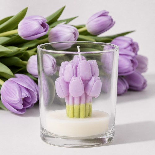 Świeca zapachowa z wosku sojowego ScentLoop Bukiet fioletowych tulipanów Blue Haze 190g 2.jpg