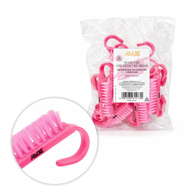 Szczoteczka do manicure i pyłu mała AlleLac różowa 10szt 1.jpg