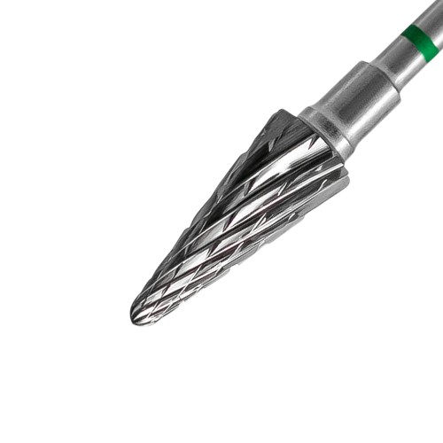 Frez węglikowy „stożek” zielony, średnica 6 mm, część robocza 14 mm 2.jpg