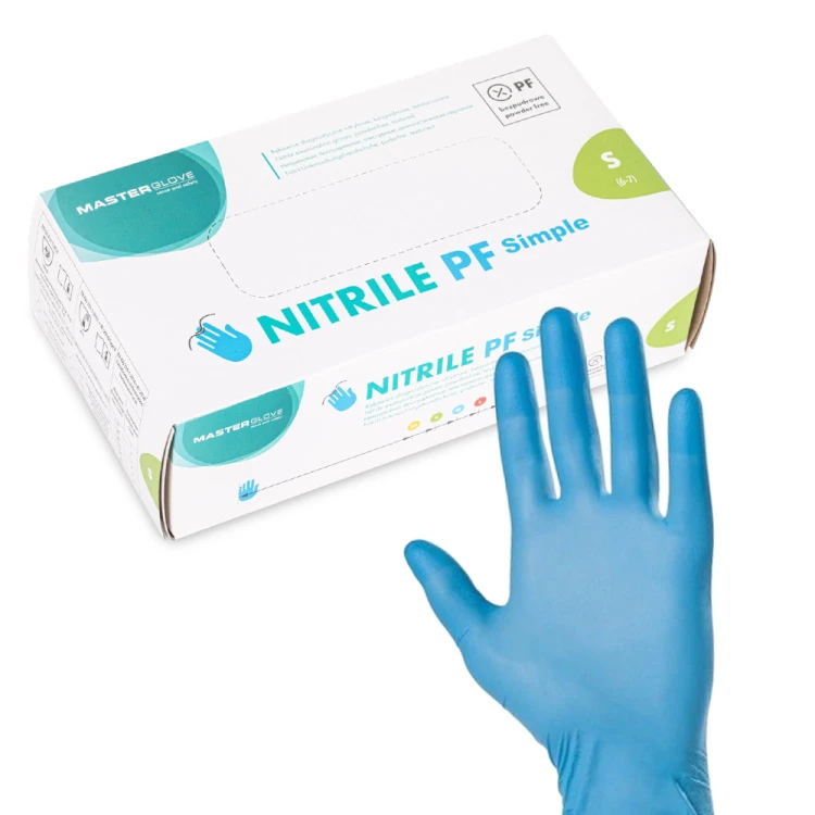 Rękawiczki nitrylowe bezpudrowe Master Glove PF Simple Rozmiar S niebieskie 100 szt 1.jpg