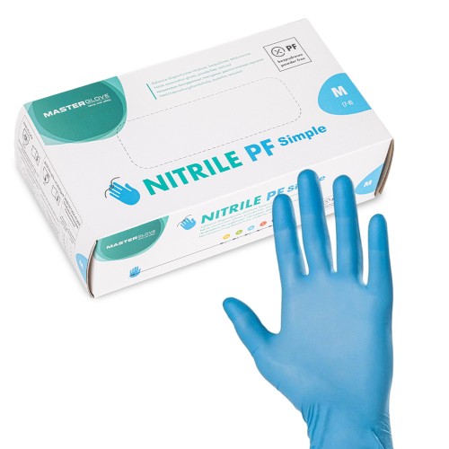 Rękawiczki nitrylowe bezpudrowe Master Glove PF Simple Rozmiar M niebieskie 100 szt 1.jpg