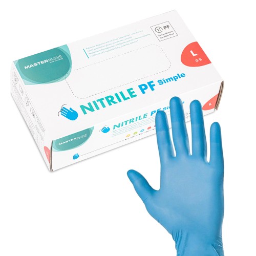 Rękawiczki nitrylowe bezpudrowe Master Glove PF Simple Rozmiar L niebieskie 100 szt 1.jpg