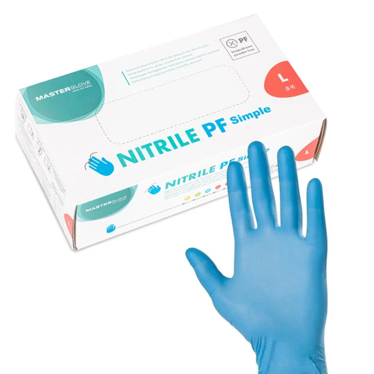 Rękawiczki nitrylowe bezpudrowe Master Glove PF Simple Rozmiar L niebieskie 100 szt 1.jpg