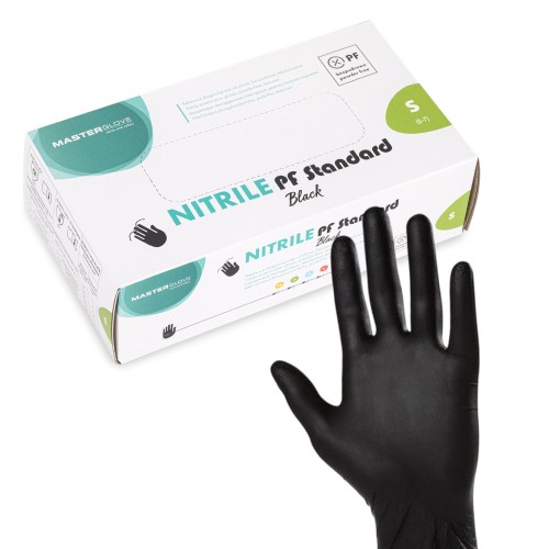 Rękawiczki nitrylowe bezpudrowe Master Glove PF Standard Rozmiar S czarne 100 szt 1.jpg