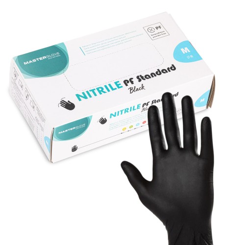Rękawiczki nitrylowe bezpudrowe Master Glove PF Standard Rozmiar M czarne 100 szt 1.jpg
