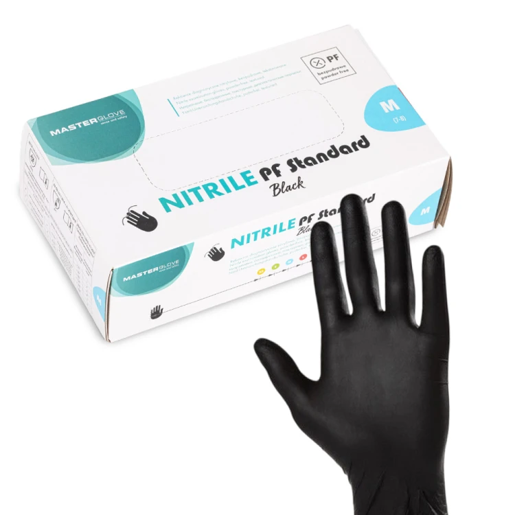 Rękawiczki nitrylowe bezpudrowe Master Glove PF Standard Rozmiar M czarne 100 szt 1.jpg