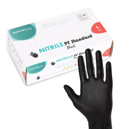 Rękawiczki nitrylowe bezpudrowe Master Glove PF Standard Rozmiar L czarne 100 szt 1.jpg