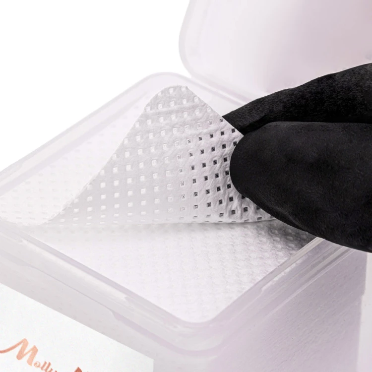 Waciki bezpyłowe perforowane do paznokci Molly Nails białe 5x5 cm 200 szt 5a.jpg