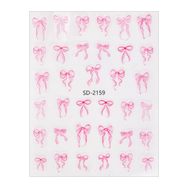 Naklejki do paznokci 5D samoprzylepne kokardki różowe SD-2159 MollyNails 3.jpg