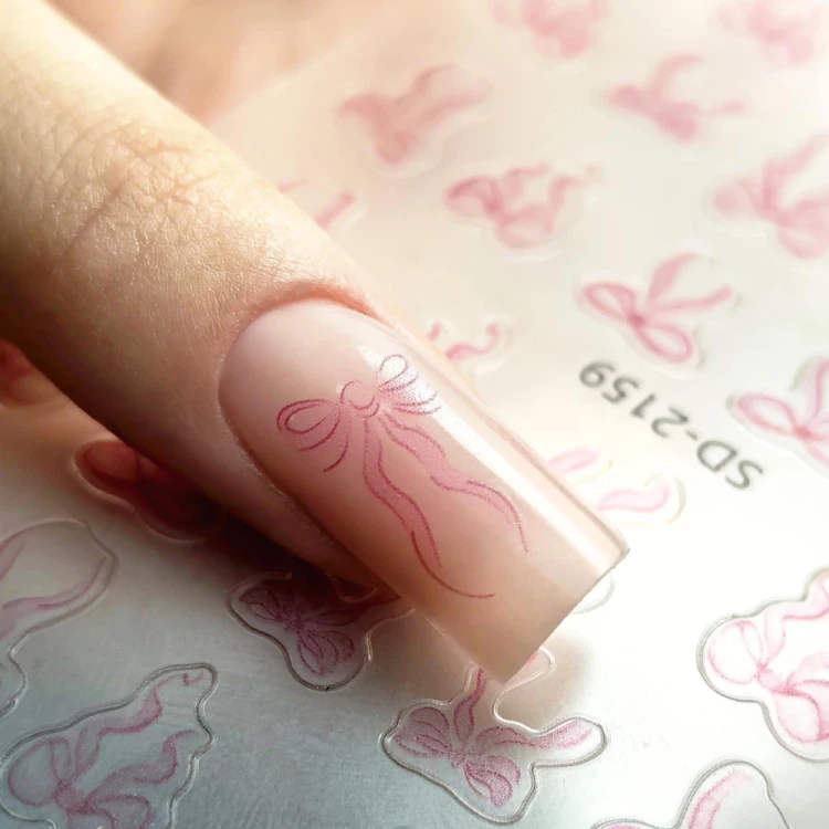 Naklejki do paznokci 5D samoprzylepne kokardki różowe SD-2159 MollyNails 4.jpg