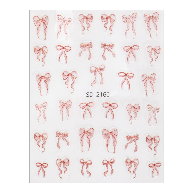 Naklejki do paznokci 5D samoprzylepne kokardki czerwone SD-2160 MollyNails 3.jpg
