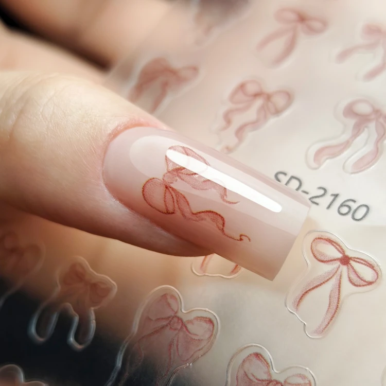 Naklejki do paznokci 5D samoprzylepne kokardki czerwone SD-2160 MollyNails 4.jpg