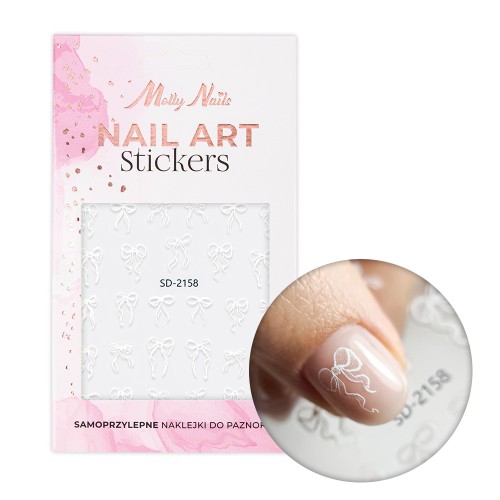 Naklejki do paznokci 5D samoprzylepne kokardki białe SD-2158 MollyNails 1.jpg