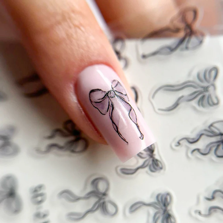 Naklejki do paznokci 5D samoprzylepne kokardki czarne SD-2157 MollyNails 4.jpg