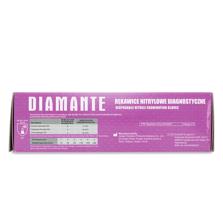 Rękawiczki jednorazowe nitrylowe diagnostyczne i ochronne Diamante rozmiar S różowe 100 szt 4.jpg