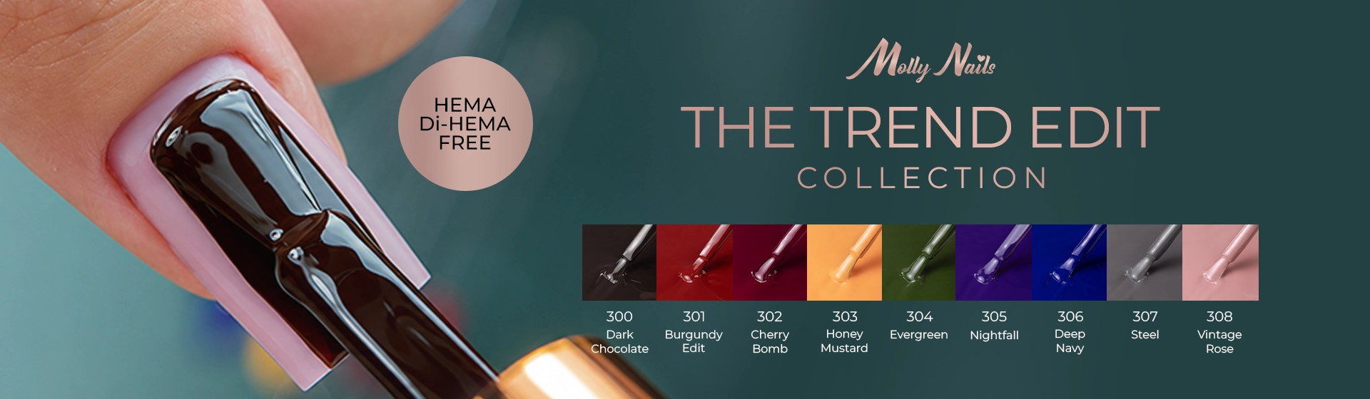 baner dla kolekcji lakierów hybrydowych na jesień "the trend edit"