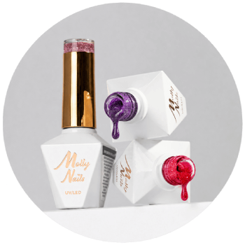 lakiery hybrydowe z drobninkami Mollynails